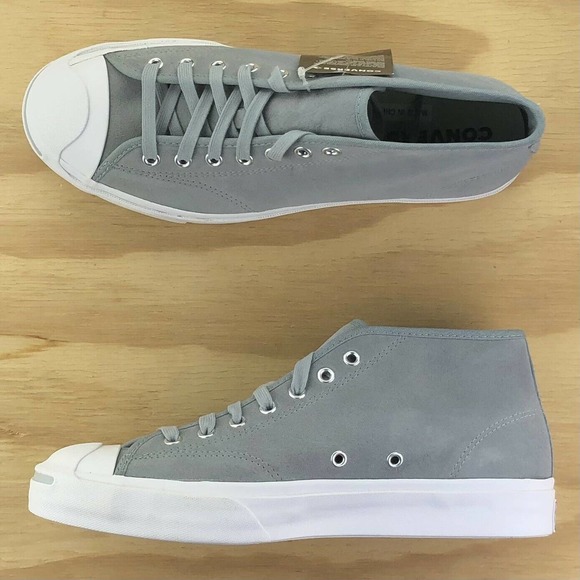 Converse Jack Purcell Mid Top Suede Gray Sneakers - Picture 2 of 9